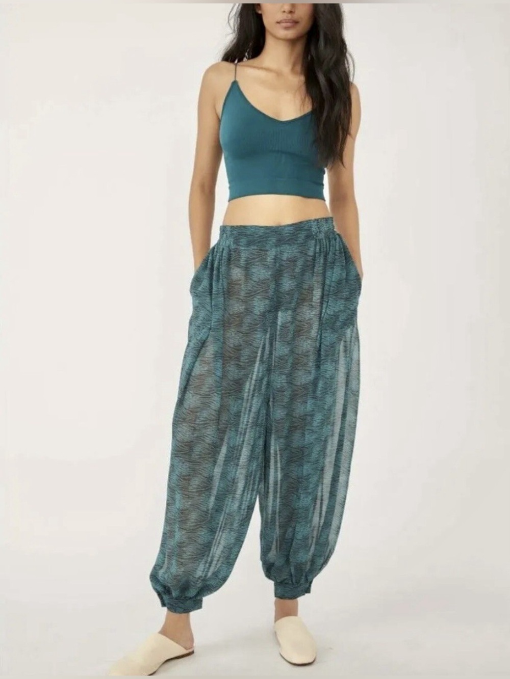 Teal Printed Harem Lounge Pants - Women Intimates & Sleepwear
